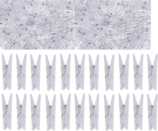 Yansanido 100pcs Mini Clear Plastic Utility Paper Clip, Clothespins Clips, Clothes Line String Clips, mini V1258-DP02-D-85