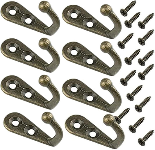 Yansanido Pack of 24 MINI Bronze Tone Vintage Style Double Hole Metal Single Hook Hangers Door Hook Hanging V1258-DP02-D-86