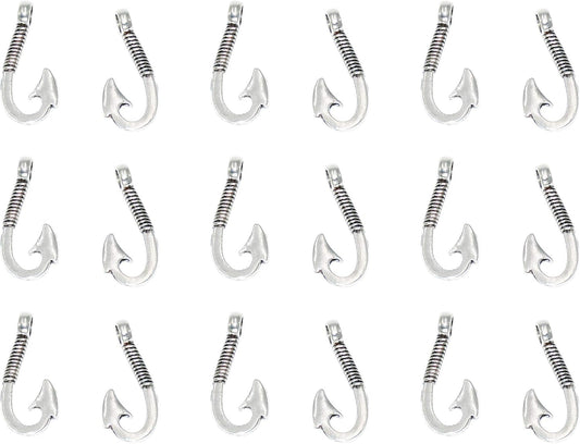 Pack of 50 Alloy Bulk Fish Hook Charms Pendents 13mmx31mm Jewelry Findings for Making Bracelet and Necklace V1258-DP02-D-91