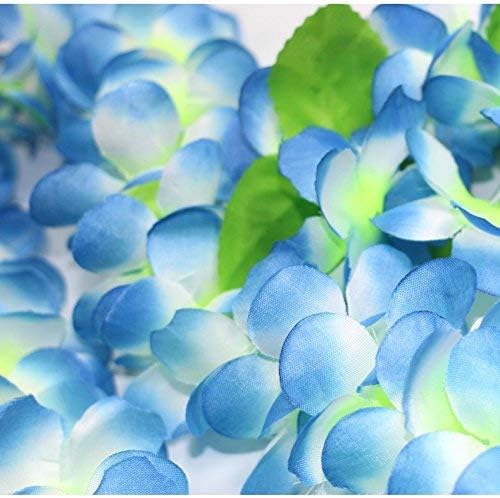Yansanido 4 Pcs Blue Hawaiian Leis with Green Leaves for Graduation Party, Dance Party, Photo Prop in V1258-DP02-D-93