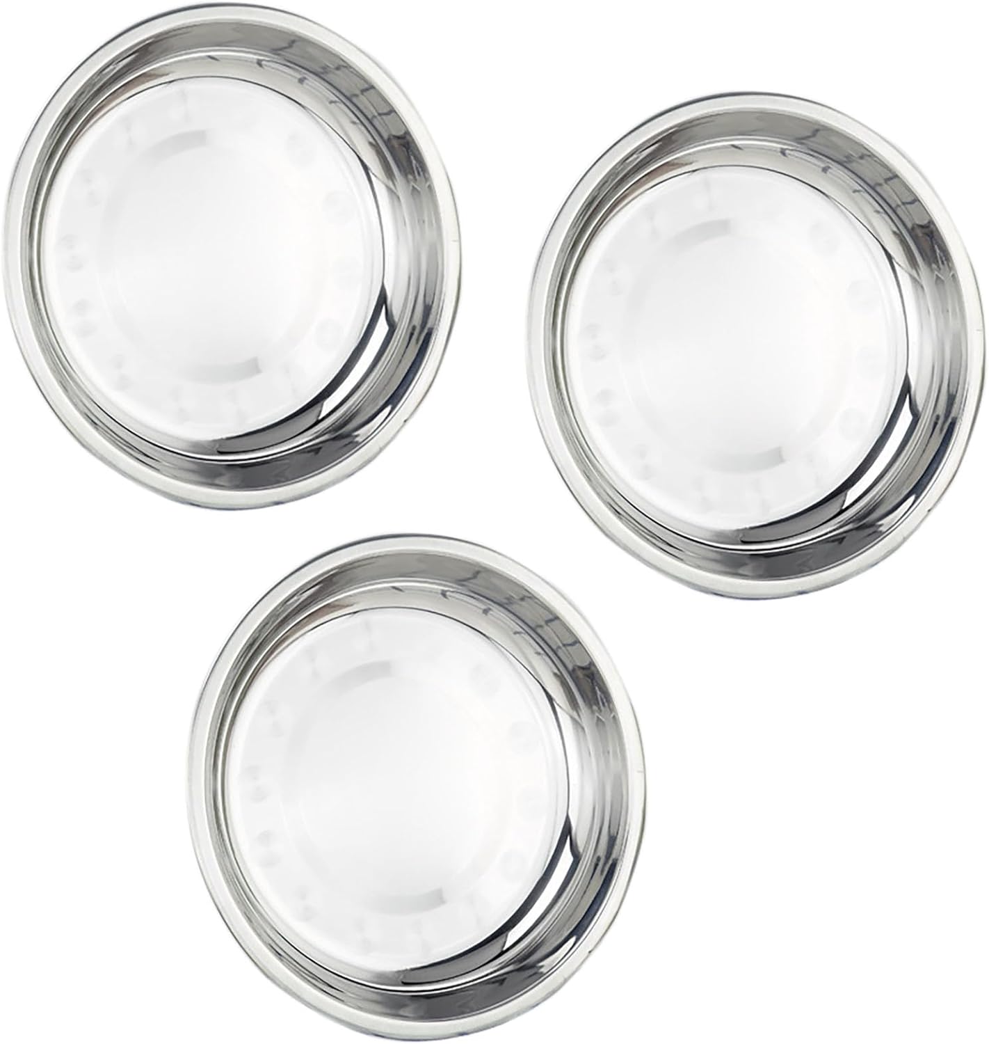 Thin Circular Trinket Tray, 3 Pcs Stainless Steel 7 Inch Diameter Flat Serving Trays for Kitchen, Party and V1258-DP02-D-95