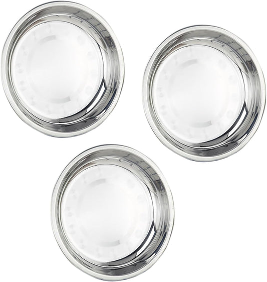 Thin Circular Trinket Tray, 3 Pcs Stainless Steel 7 Inch Diameter Flat Serving Trays for Kitchen, Party and V1258-DP02-D-95
