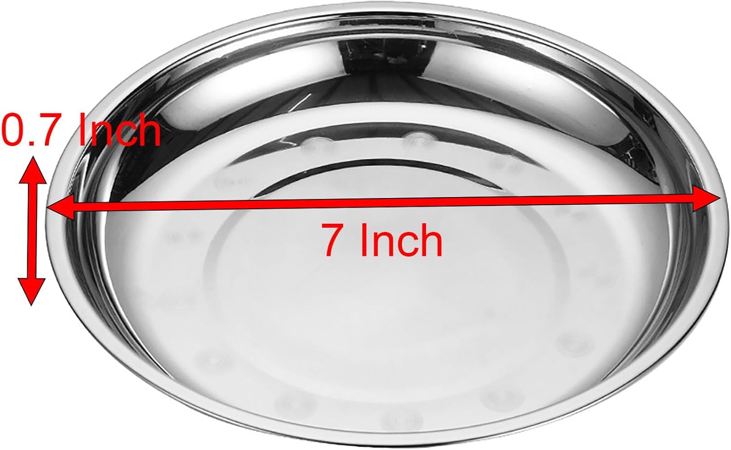Thin Circular Trinket Tray, 3 Pcs Stainless Steel 7 Inch Diameter Flat Serving Trays for Kitchen, Party and V1258-DP02-D-95