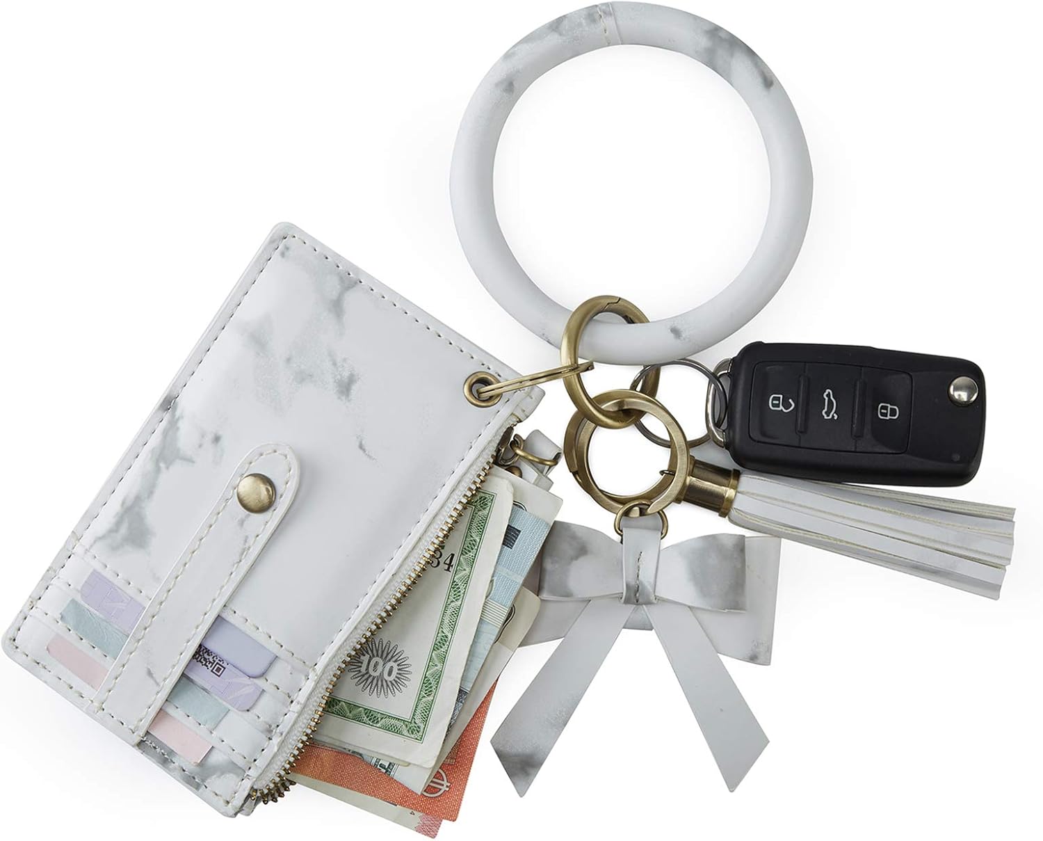 ECOSUSI Wristlet Keychain Key Ring Wallet Bracelets Card Holder Purse with Tassel V1258-DP02-E-1