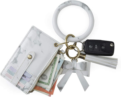 ECOSUSI Wristlet Keychain Key Ring Wallet Bracelets Card Holder Purse with Tassel V1258-DP02-E-1