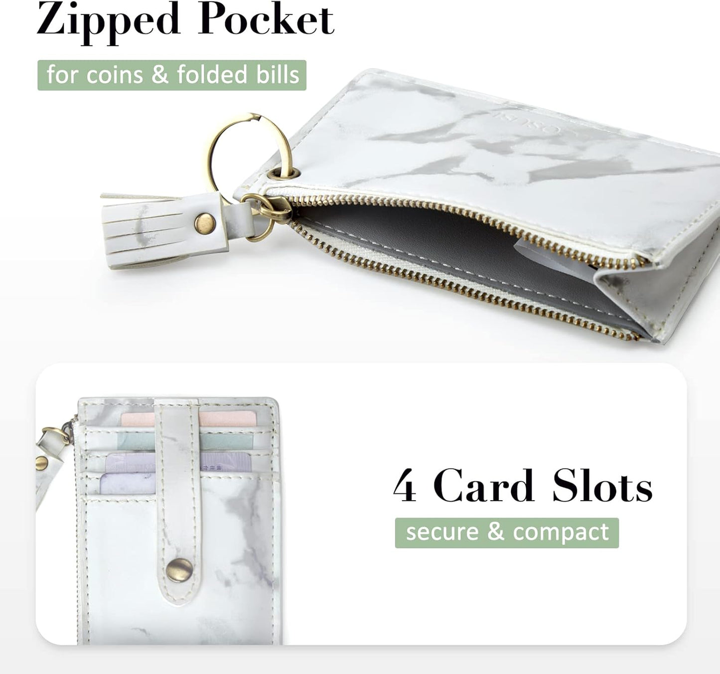 ECOSUSI Wristlet Keychain Key Ring Wallet Bracelets Card Holder Purse with Tassel V1258-DP02-E-1