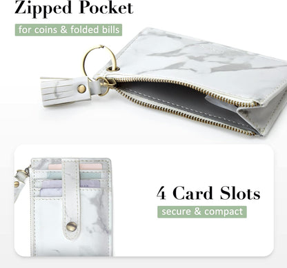 ECOSUSI Wristlet Keychain Key Ring Wallet Bracelets Card Holder Purse with Tassel V1258-DP02-E-1