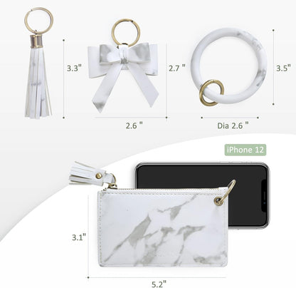 ECOSUSI Wristlet Keychain Key Ring Wallet Bracelets Card Holder Purse with Tassel V1258-DP02-E-1