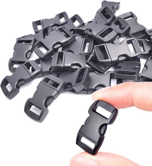 CooBigo 100 Pack 3/8 Inch Curved Contoured Paracord Bracelet Clips Plastic Quick Side Release Buckles for V1258-DP02-E-10