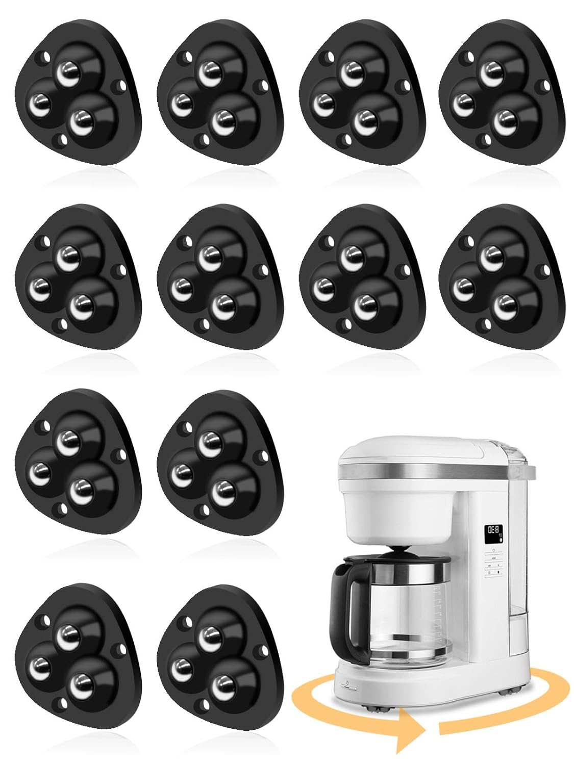 Small Appliance Caster Wheels,12 Pcs Mini Appliance Rollers for Kitchen Appliances Countertop 360 V1258-DP02-E-106