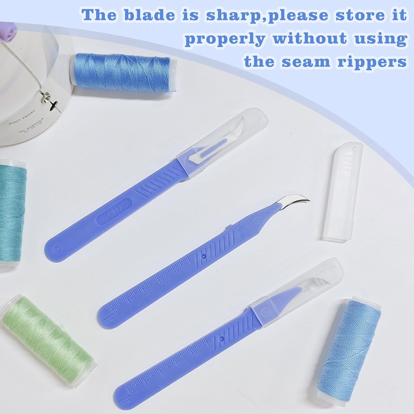 10 Pcs Seam Ripper for Sewing,Stitch Remover Razor with Protective Case and Anti-Slip Handle Light Thread V1258-DP02-E-108