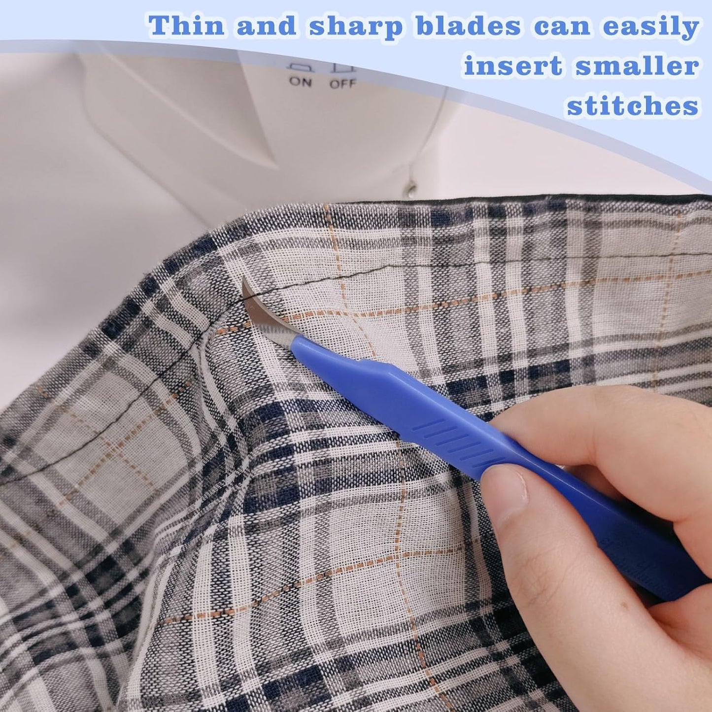 10 Pcs Seam Ripper for Sewing,Stitch Remover Razor with Protective Case and Anti-Slip Handle Light Thread V1258-DP02-E-108