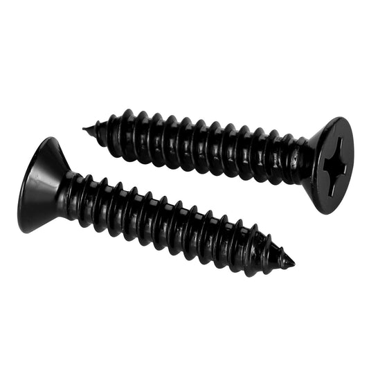 #12 x 1-1/4" Wood Screws Flat Head Fast Self Tapping Drywall Screws 18-8 Stainless Steel 304 Black Finish, 50 V1258-DP02-E-110