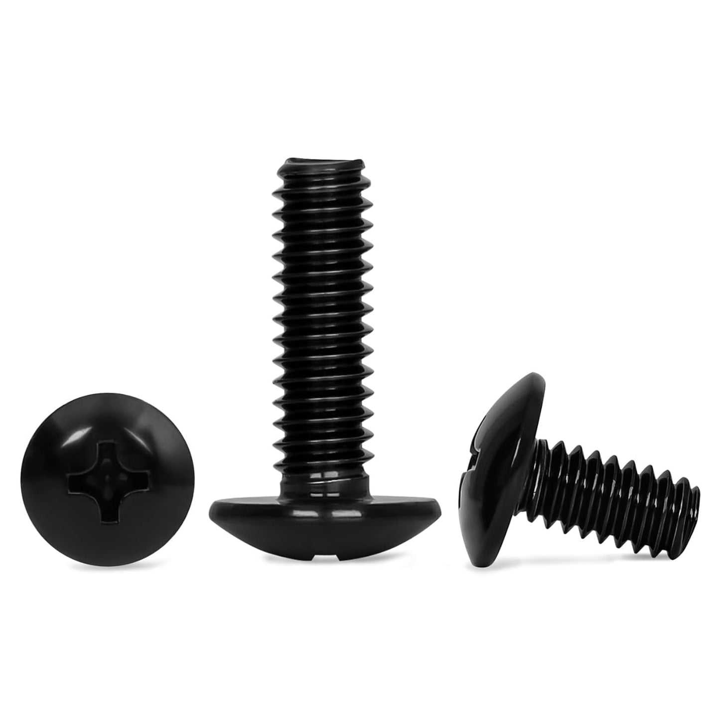 1/4"-20 x 1/2" Truss Head Machine Screws, Full Thread, 304 Stainless Steel Black Finish, 25 PCS V1258-DP02-E-111
