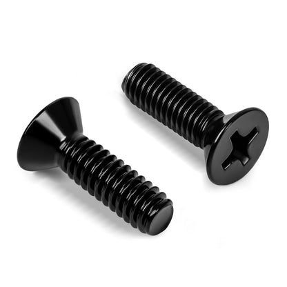 #8-32 x 1/2" Black Countersunk Flat Head Machine Screws, Electrical Outlet Screws, Full Thread, 304 Stainless V1258-DP02-E-114