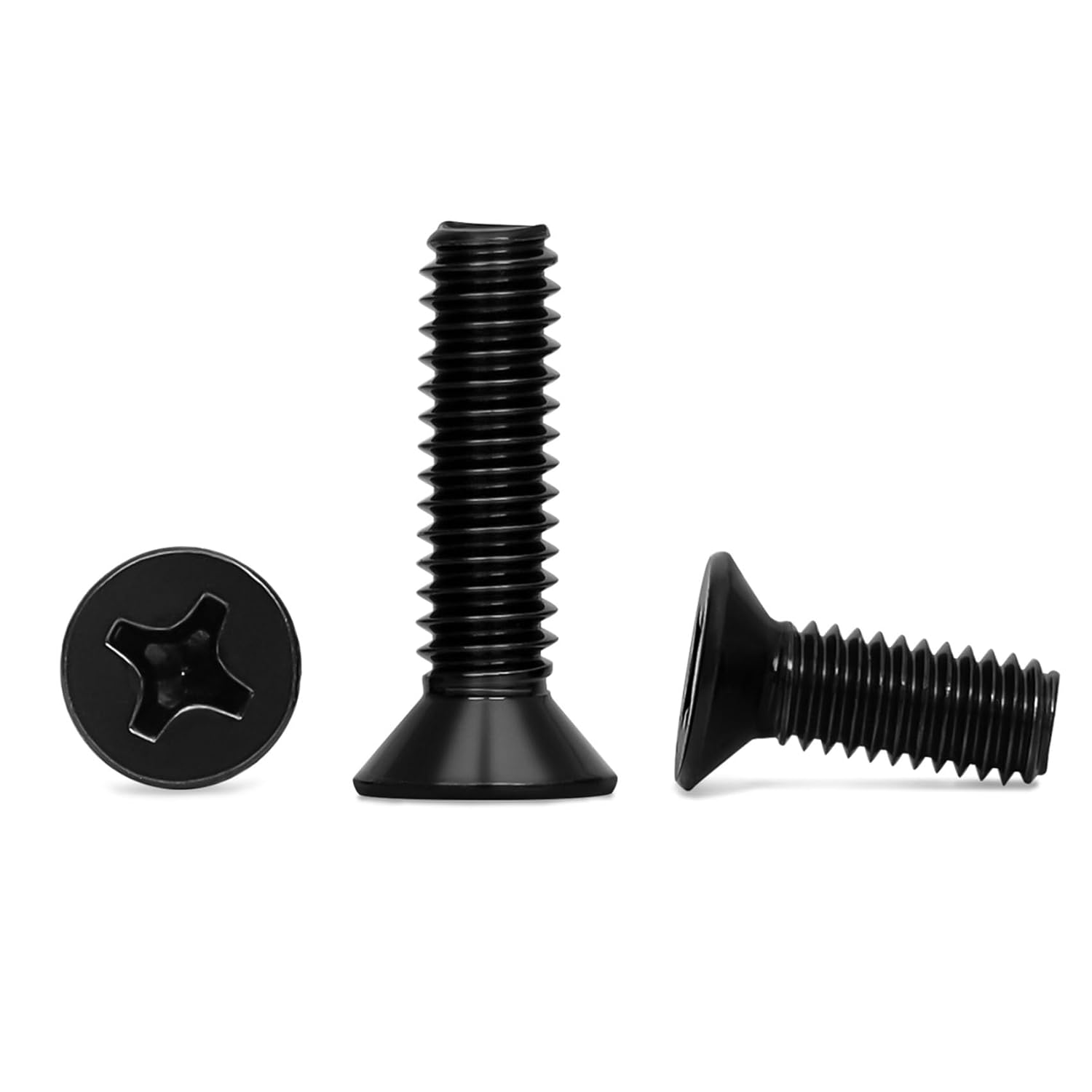 #8-32 x 1/2" Black Countersunk Flat Head Machine Screws, Electrical Outlet Screws, Full Thread, 304 Stainless V1258-DP02-E-114