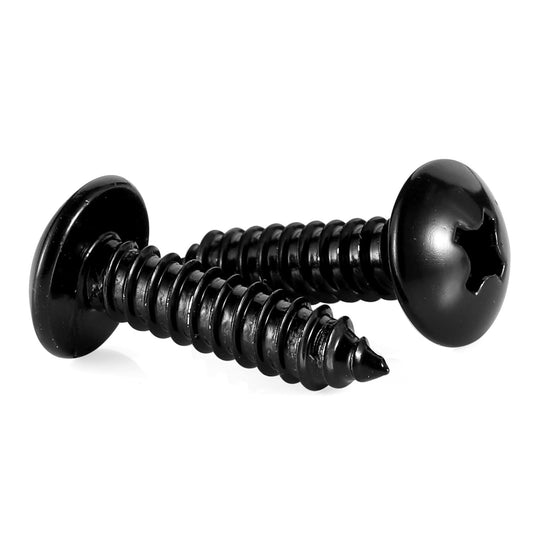 #14 x 1 Truss Head Wood Screws Sheet Metal Screw, Self Tapping, 18-8 Stainless Steel 304 Black Finish, 25 PCS V1258-DP02-E-116