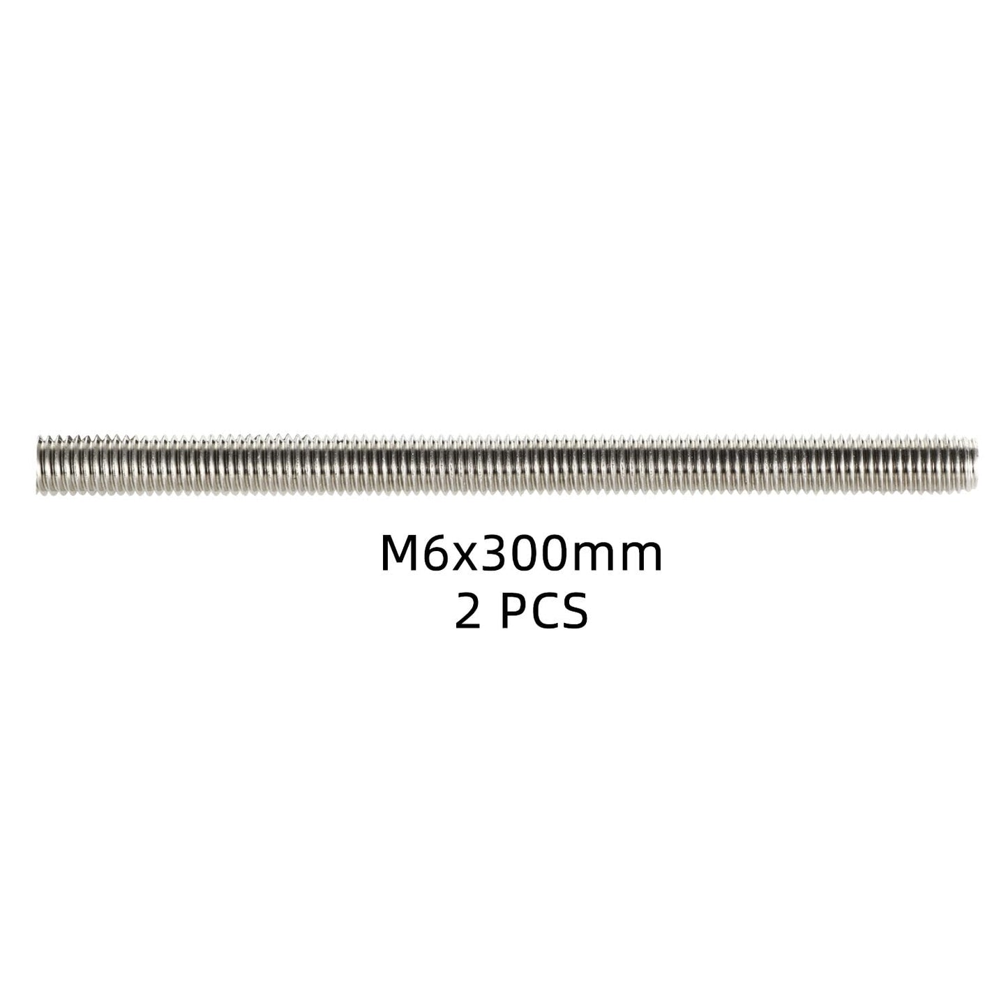 M6-1.0 x 300mm Fully Threaded Rods, Long Threaded Studs, Right Hand Threads, All Threaded Rod, 304 Stainless V1258-DP02-E-119