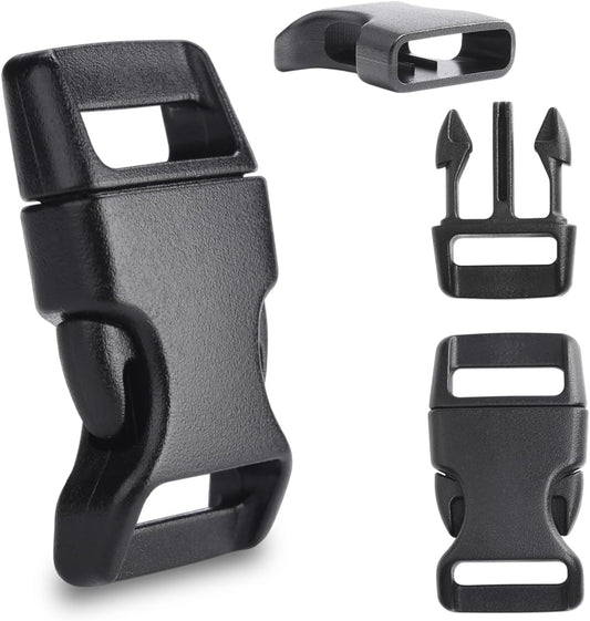 CooBigo 30 Pack 5/8 Inch Curved Paracord Bracelet Clip, Plastic Side Release Buckles for Parachute 550 Cord V1258-DP02-E-12