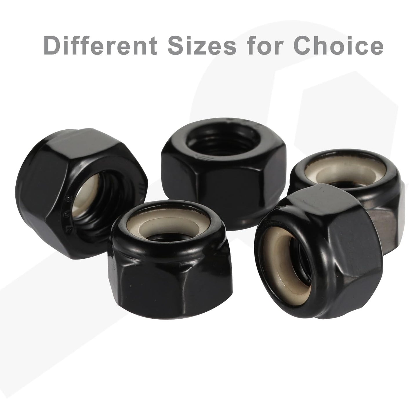 #8-32 Nylon Insert Hex Lock Nut Stainless Locknuts, 304 Stainless Steel 18-8 Black Finish, Pack of 50 V1258-DP02-E-121