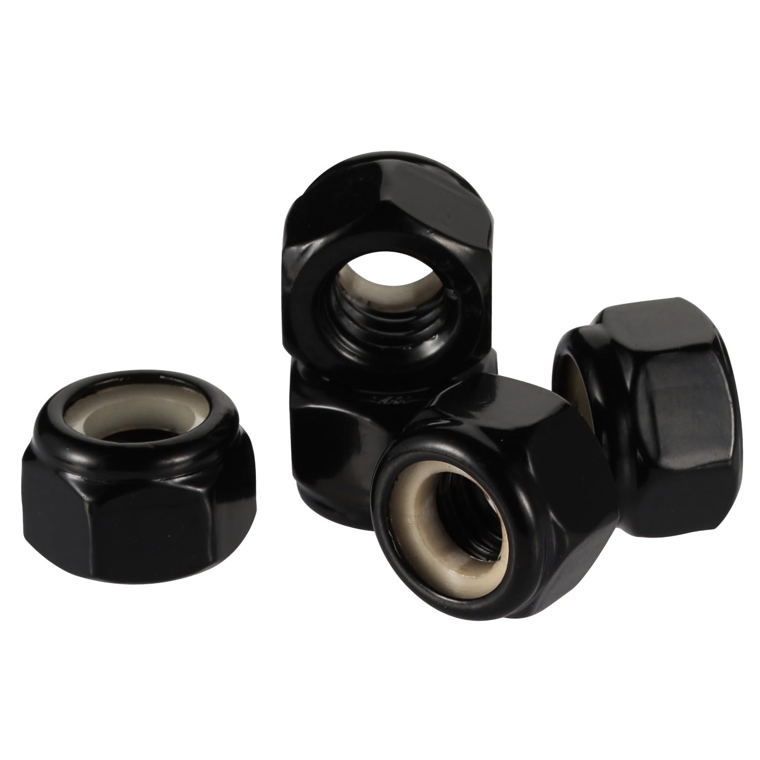 #8-32 Nylon Insert Hex Lock Nut Stainless Locknuts, 304 Stainless Steel 18-8 Black Finish, Pack of 50 V1258-DP02-E-121