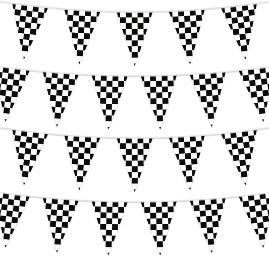 HOOSUN Checkered Flag Banner Race Cars Birthday Decorations,98 Ft 48 Pcs Checkered Flag Party Supplies,Racing V1258-DP02-E-126