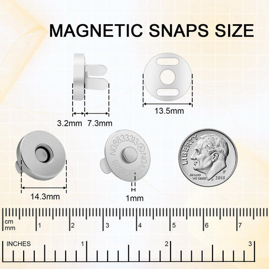 CooBigo 24Sets Magnetic Snaps for Purse Closures 14mm Magnetic Fastener Replacement Kit Magnetic Snaps for V1258-DP02-E-13