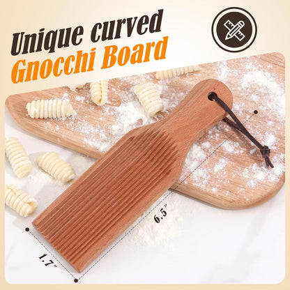 Gnocchi Board, Wood Pasta Board Paddle Homemade Gnocchi Maker, Easy to Use and Clean Pasta Making Tools for V1258-DP02-E-131