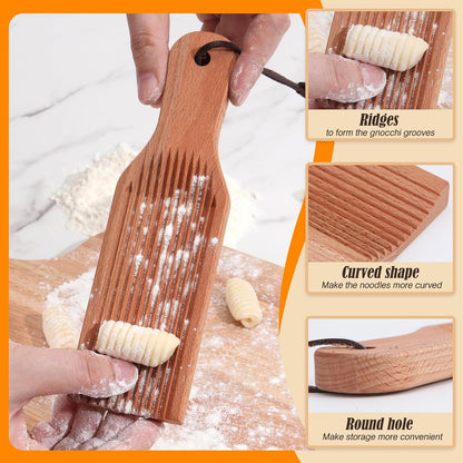 Gnocchi Board, Wood Pasta Board Paddle Homemade Gnocchi Maker, Easy to Use and Clean Pasta Making Tools for V1258-DP02-E-131