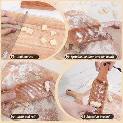 Gnocchi Board, Wood Pasta Board Paddle Homemade Gnocchi Maker, Easy to Use and Clean Pasta Making Tools for V1258-DP02-E-131