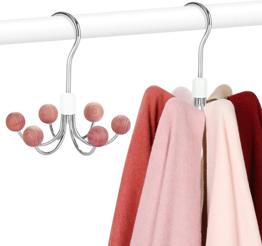 TOPIA HANGER Hoodie Hangers 2-Pack with 6 Cedar Balls, 360 degreesSwivel Purse Hanger, Scarf Hanger, Closet V1258-DP02-E-137