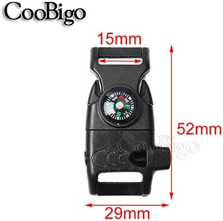 Paracord Buckle with Whistle Compass, Side Release Plastic Buckles for Paracord Bracelet V1258-DP02-E-14
