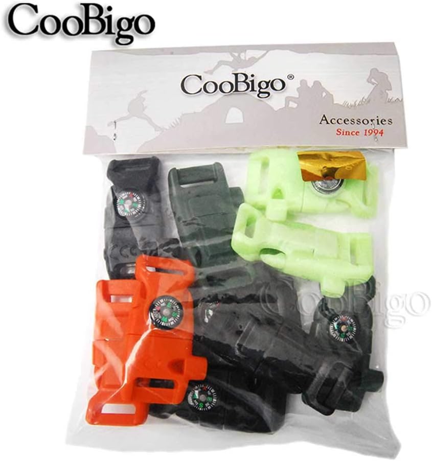 Paracord Buckle with Whistle Compass, Side Release Plastic Buckles for Paracord Bracelet V1258-DP02-E-14