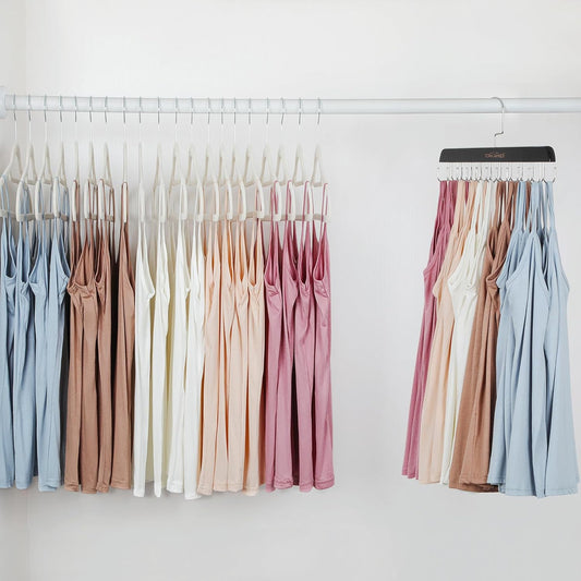 TOPIA HANGER Bra Hanger for Closet, 2 Pack Tank Top Hangers 40 Hooks Capacity Foldable Wood Space Saving V1258-DP02-E-142