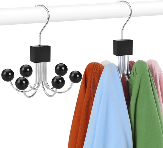 TOPIA HANGER Sweatshirt Hangers 2-Pack with 6 Wooden Balls, Purse Hanger, Scarf Hanger, Wooden Closet Hooks, V1258-DP02-E-144