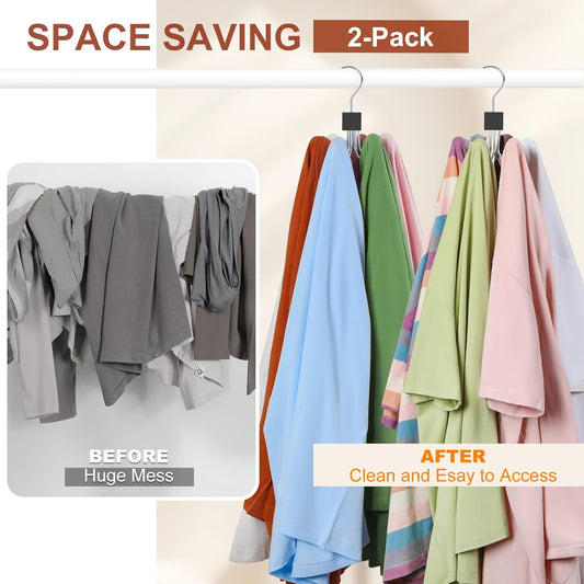 TOPIA HANGER Sweatshirt Hangers 2-Pack with 6 Wooden Balls, Purse Hanger, Scarf Hanger, Wooden Closet Hooks, V1258-DP02-E-144