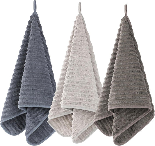Luxury 3-Piece Quick-Dry Small Bath Towel Set - Ultra Soft Microfiber Hand Towels for Bathroom, Bar, Pool, V1258-DP02-E-146