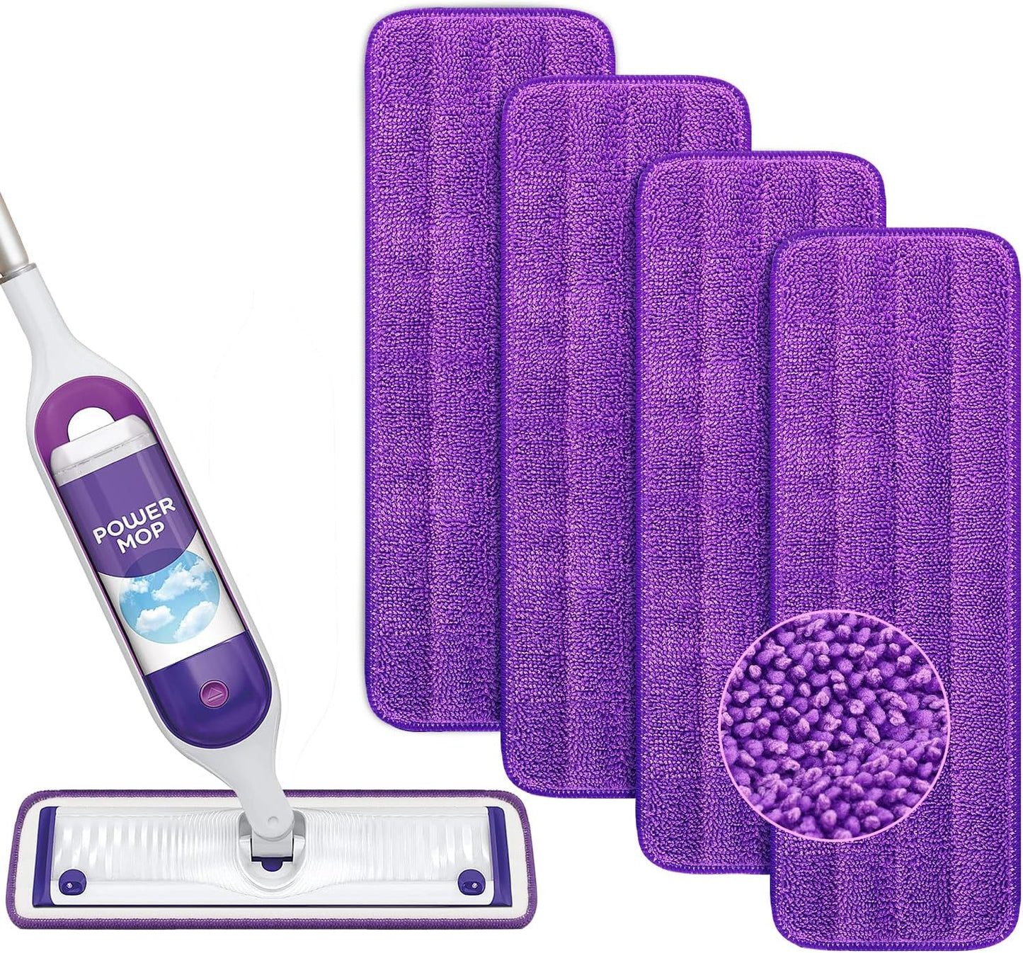 Reusable Power Mop Refills Pads Compatible with Swiffer PowerMop Mop - Microfiber Power Mop Pads Refill for V1258-DP02-E-148