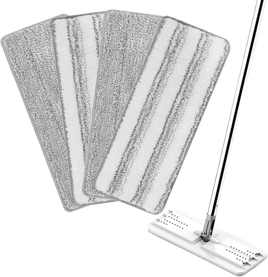 4 Pack Mop Replacement Pads Compatible with Joymoop Flat Mop or Mop Bucket Set - Microfiber Flat Mop Pads for V1258-DP02-E-149