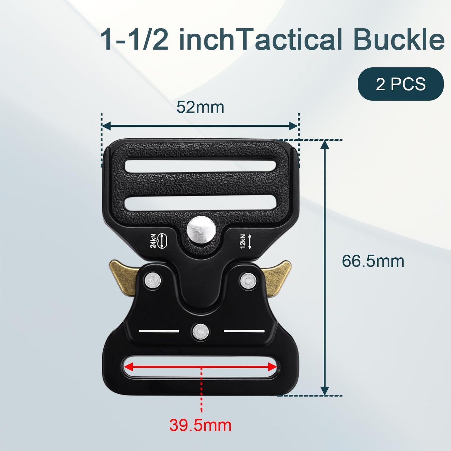 CooBigo 2 Pack Tactical Belt Buckles, 1-1/2" Heavy Duty Metal Tactical Buckle Clips for Dog Collar Hardware, V1258-DP02-E-15