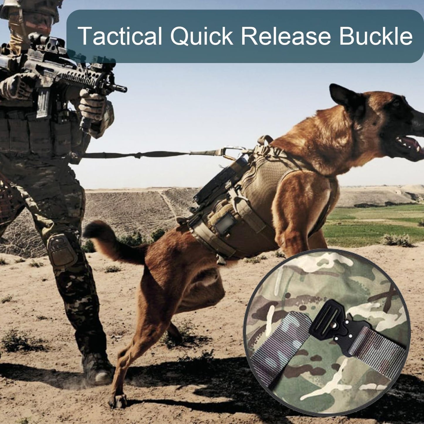 CooBigo 2 Pack Tactical Belt Buckles, 1-1/2" Heavy Duty Metal Tactical Buckle Clips for Dog Collar Hardware, V1258-DP02-E-15