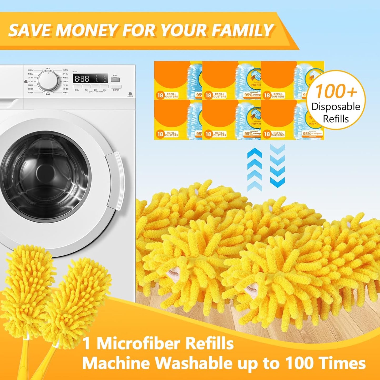 Reusable Duster Refill Compatible with Swiffer Hand Duster - 360 Heavy Duty Dusters Refills - Microfiber V1258-DP02-E-150