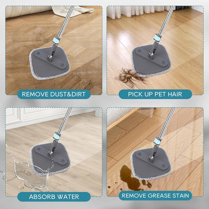 Square Microfiber Mop Pads Compatible with True & Tidy True Spin Mop - Mop Replacement Pads for Square Spin V1258-DP02-E-152