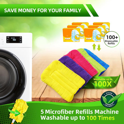 Reusable Duster Refill Compitable with Swiffer Duster - Washable Heavy Duty Dusters Refills 360 for Swiffer V1258-DP02-E-153
