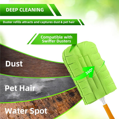 Reusable Duster Refill Compitable with Swiffer Duster - Washable Heavy Duty Dusters Refills 360 for Swiffer V1258-DP02-E-153
