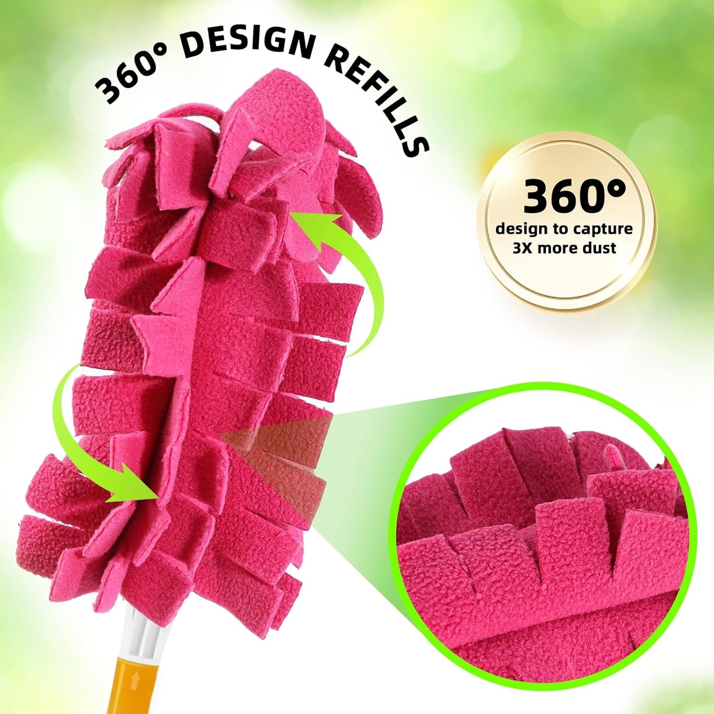 Reusable Duster Refill Compitable with Swiffer Duster - Washable Heavy Duty Dusters Refills 360 for Swiffer V1258-DP02-E-153