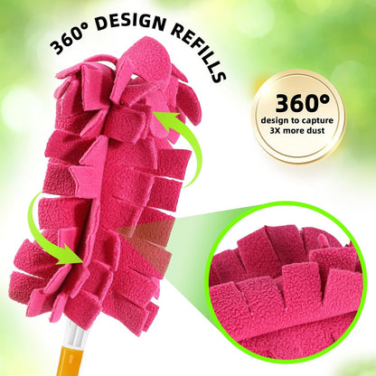 Reusable Duster Refill Compitable with Swiffer Duster - Washable Heavy Duty Dusters Refills 360 for Swiffer V1258-DP02-E-153