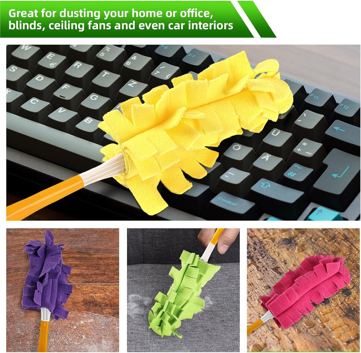 Reusable Duster Refill Compitable with Swiffer Duster - Washable Heavy Duty Dusters Refills 360 for Swiffer V1258-DP02-E-153