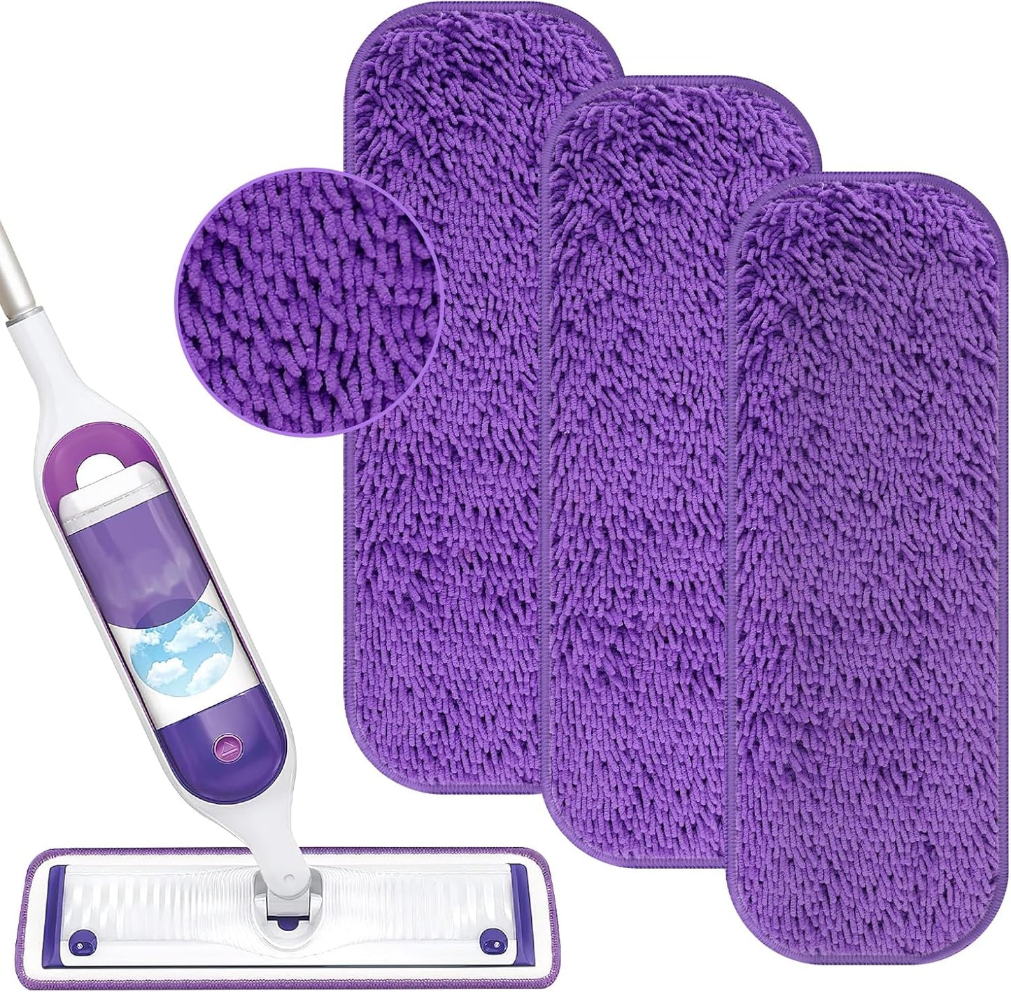 Reusable Power Mop Refill Pads for Swiffer Power Mop Starter Kit - Swifter Powermop Pads Refills - V1258-DP02-E-155