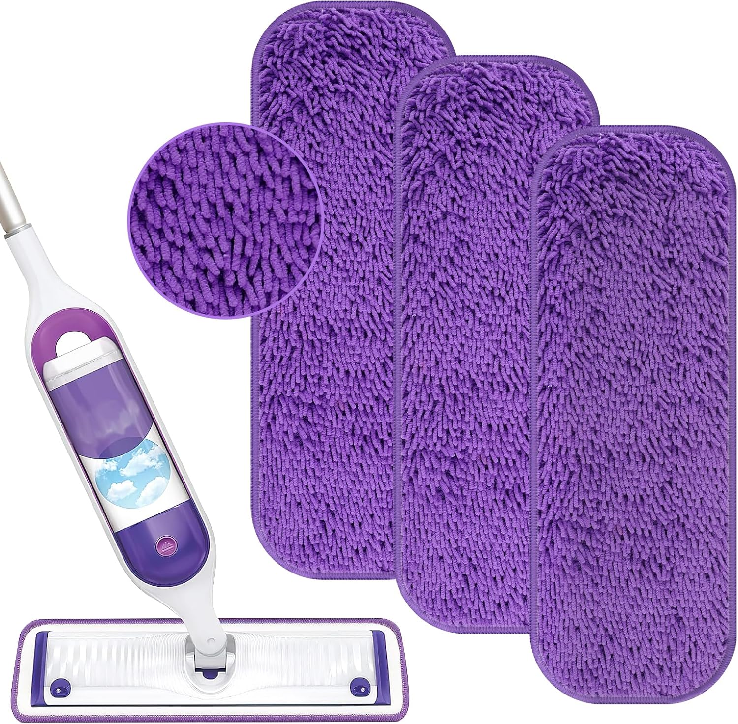 Reusable Power Mop Refill Pads for Swiffer Power Mop Starter Kit - Swifter Powermop Pads Refills - V1258-DP02-E-155